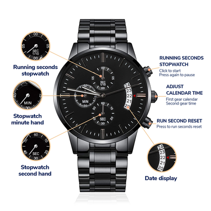 Patience Shapes Kings - Black Chronograph watch