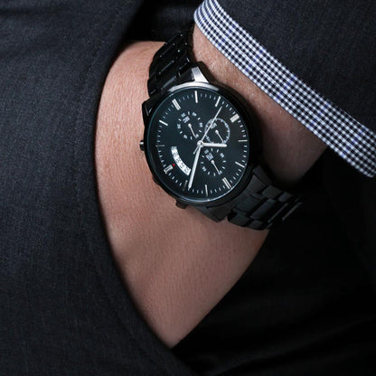 Patience Shapes Kings - Black Chronograph watch