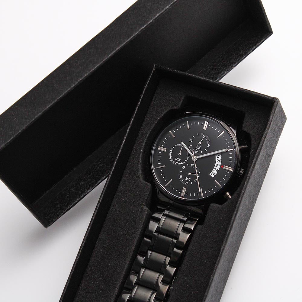 Patience Shapes Kings - Black Chronograph watch