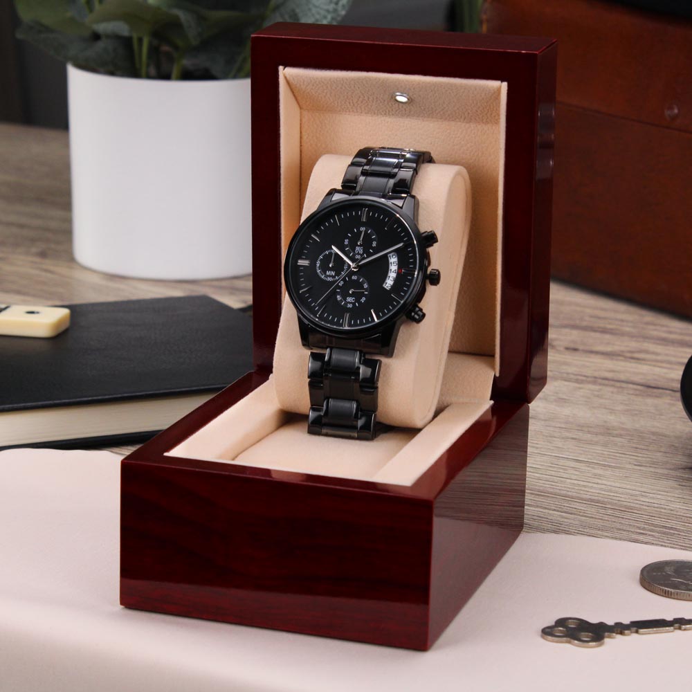 Patience Shapes Kings - Black Chronograph watch